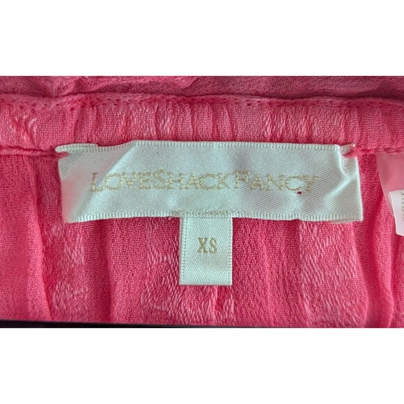 LoveShackFancy Ruffle Popover Top Women's Size XS Watermelon Ice Pink Cropped - Picture 4 of 8